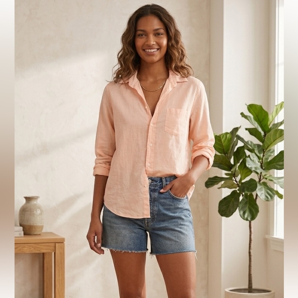 FRANK & EILEEN Eileen Relaxed Button-Up Shirt Peach Size XS